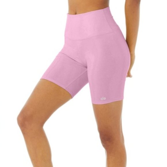 ALO Yoga Pink Bike Shorts - Picture 1 of 5